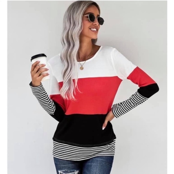 NWT•XL-2X•Madison Modern Striped Ribbed Comfy Top - Picture 4 of 15